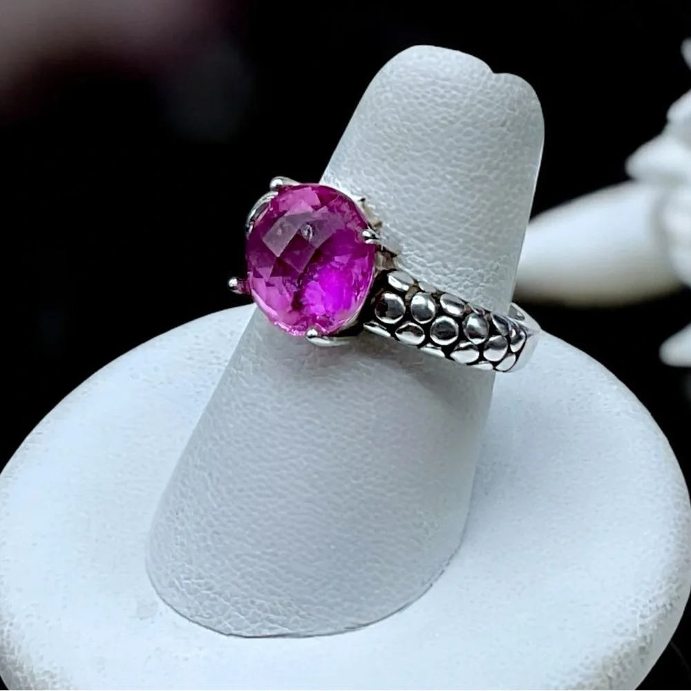 🌺Michael Dawkins Sterling & Pink Sapphire Ring - Picture 4 of 11